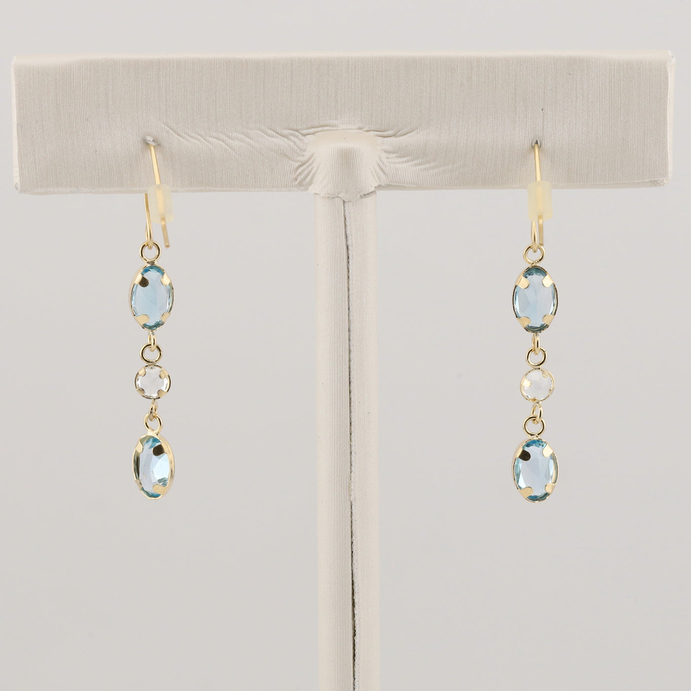 Blue Topaz Diamond Drop Earrings