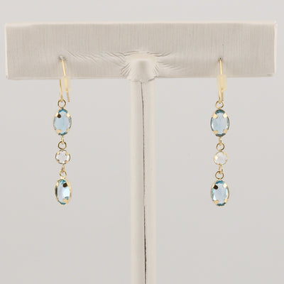 Blue Topaz Diamond Drop Earrings