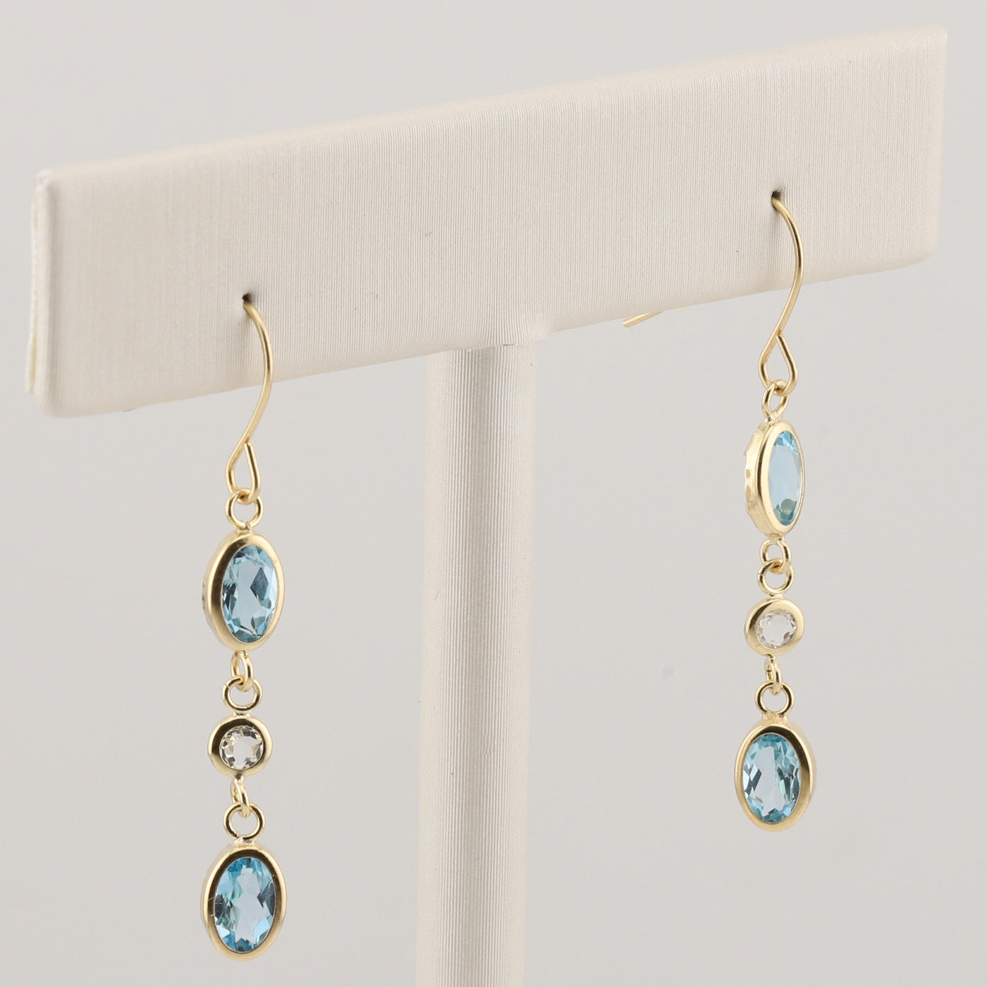 Blue Topaz Diamond Drop Earrings