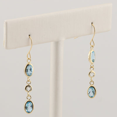 Blue Topaz Diamond Drop Earrings