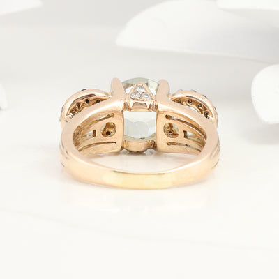 Rose Gold Green Amethyst Diamond Ring