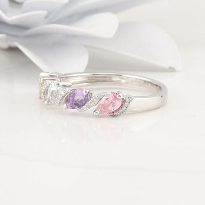 White Gold Multi Gemstone Ring