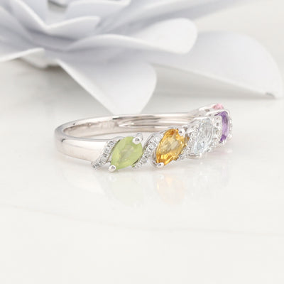 White Gold Multi Gemstone Ring