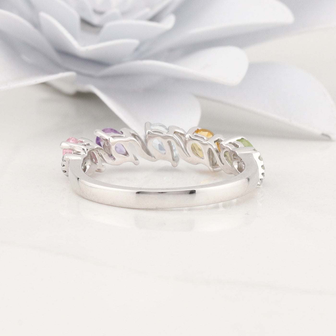 White Gold Multi Gemstone Ring