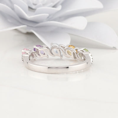 White Gold Multi Gemstone Ring