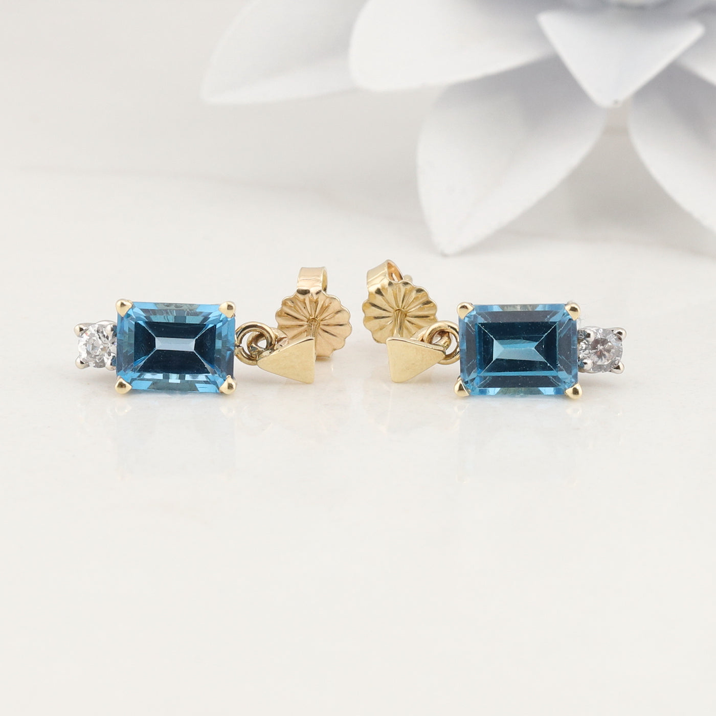 Blue Topaz Diamond Earrings