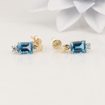 Blue Topaz Diamond Earrings