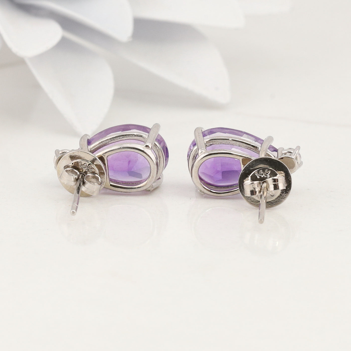 Amethyst Diamond Stud Earrings