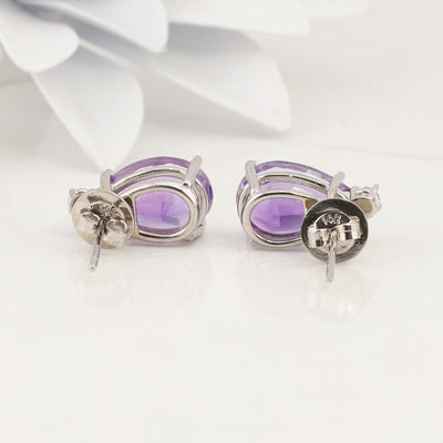 Amethyst Diamond Stud Earrings