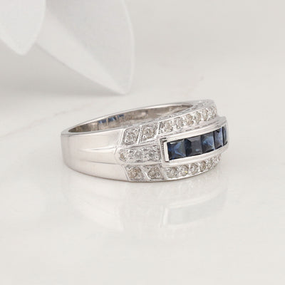 White Gold Sapphire and Diamond Ring