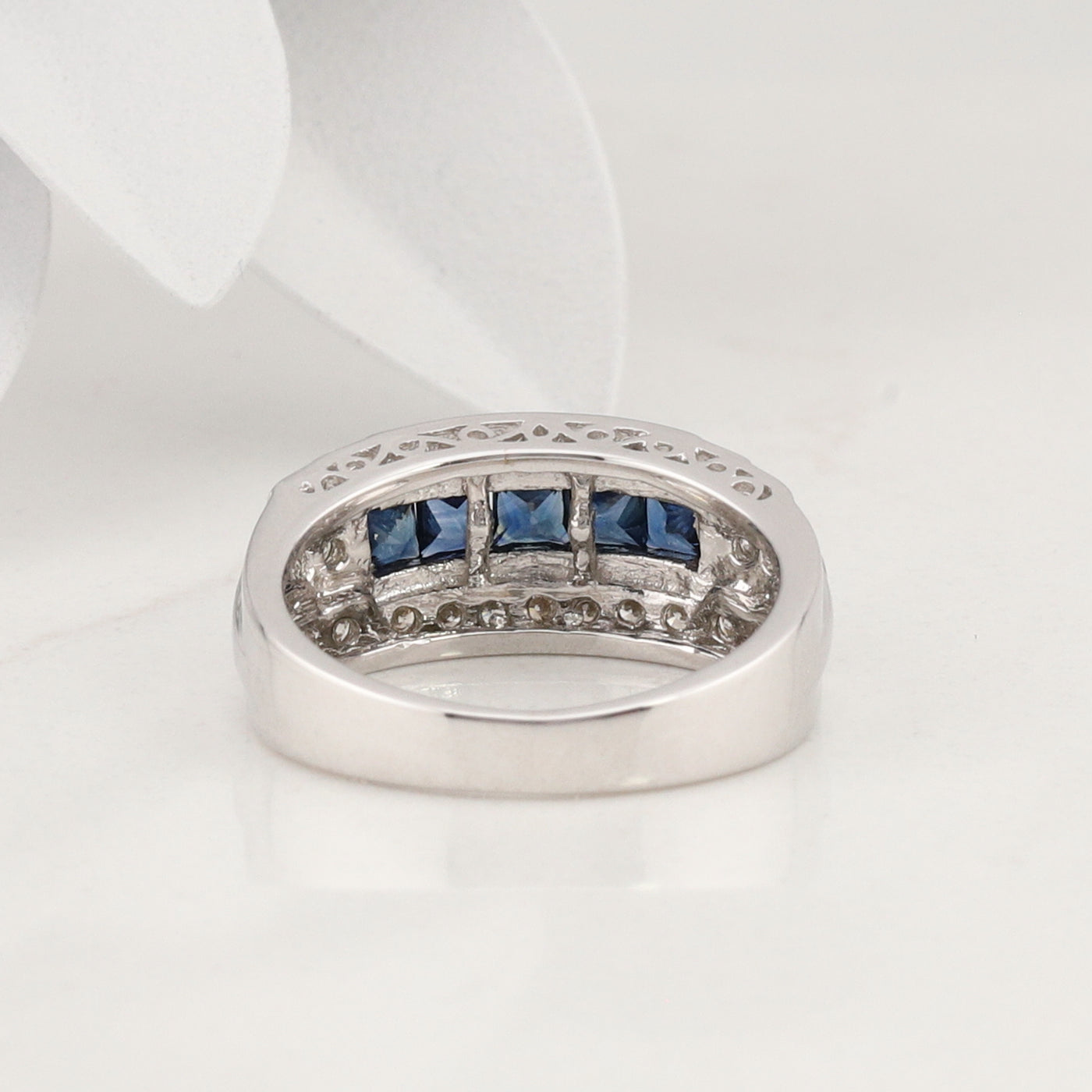 White Gold Sapphire and Diamond Ring