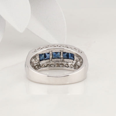 White Gold Sapphire and Diamond Ring