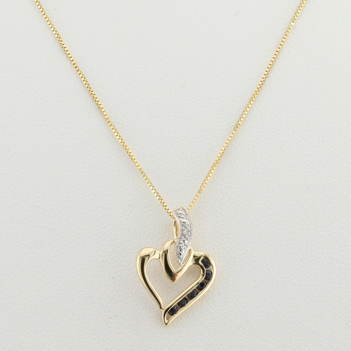 Sapphire and Diamond Heart Necklace