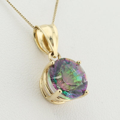 Yellow Gold Mystic Topaz Pendant