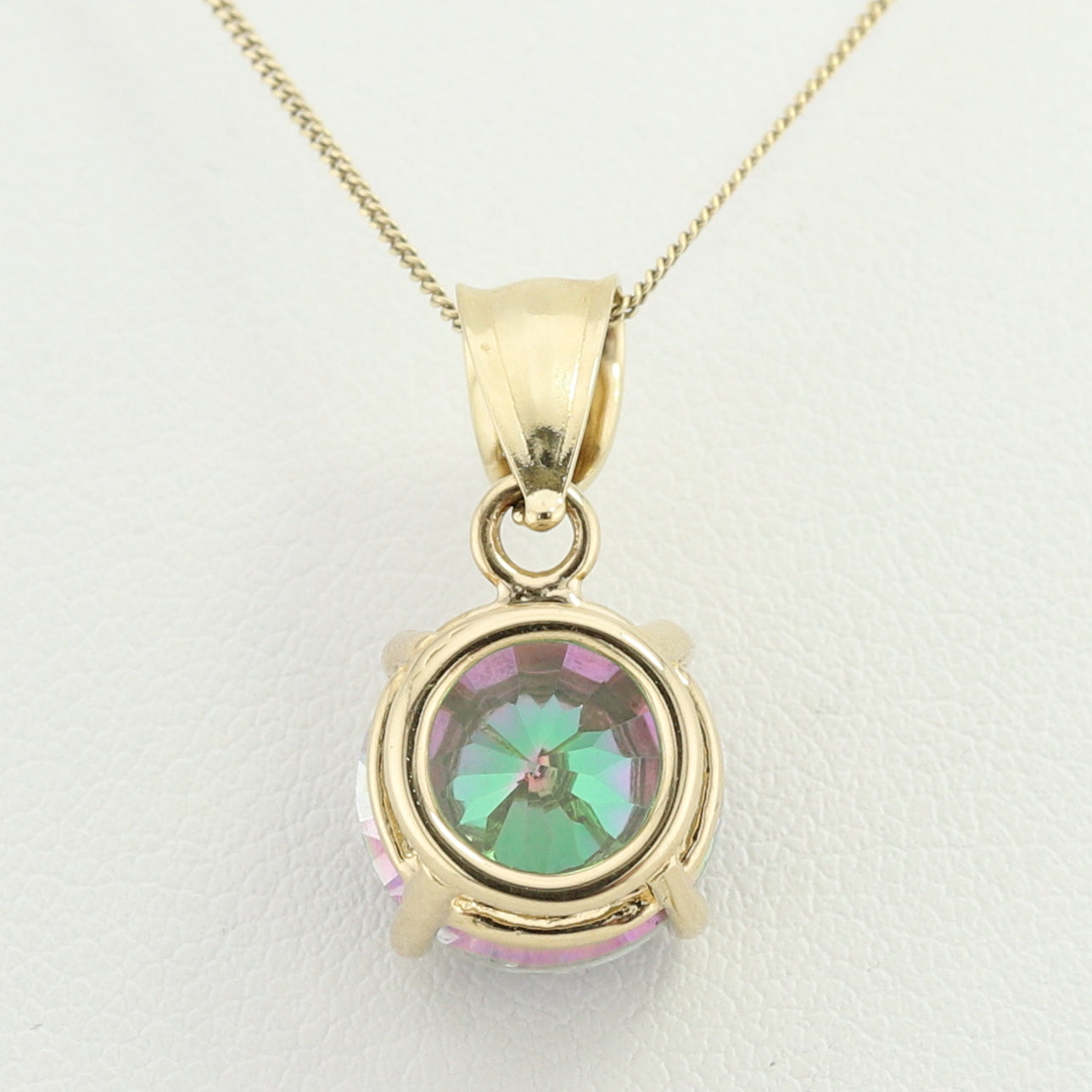 Yellow Gold Mystic Topaz Pendant