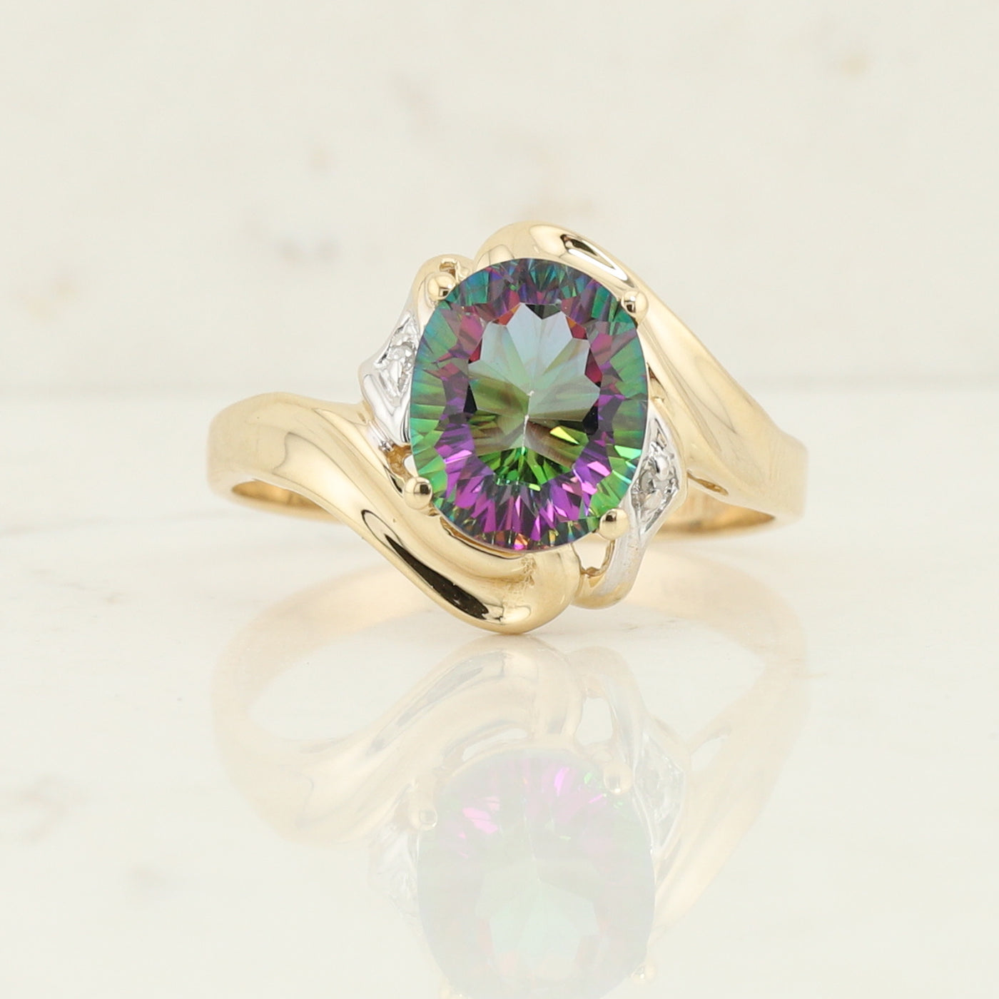 Yellow Gold Mystic Topaz Ring