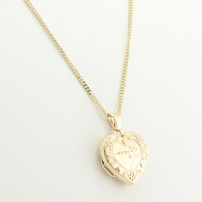 Yellow Gold Heart Locket and Chain