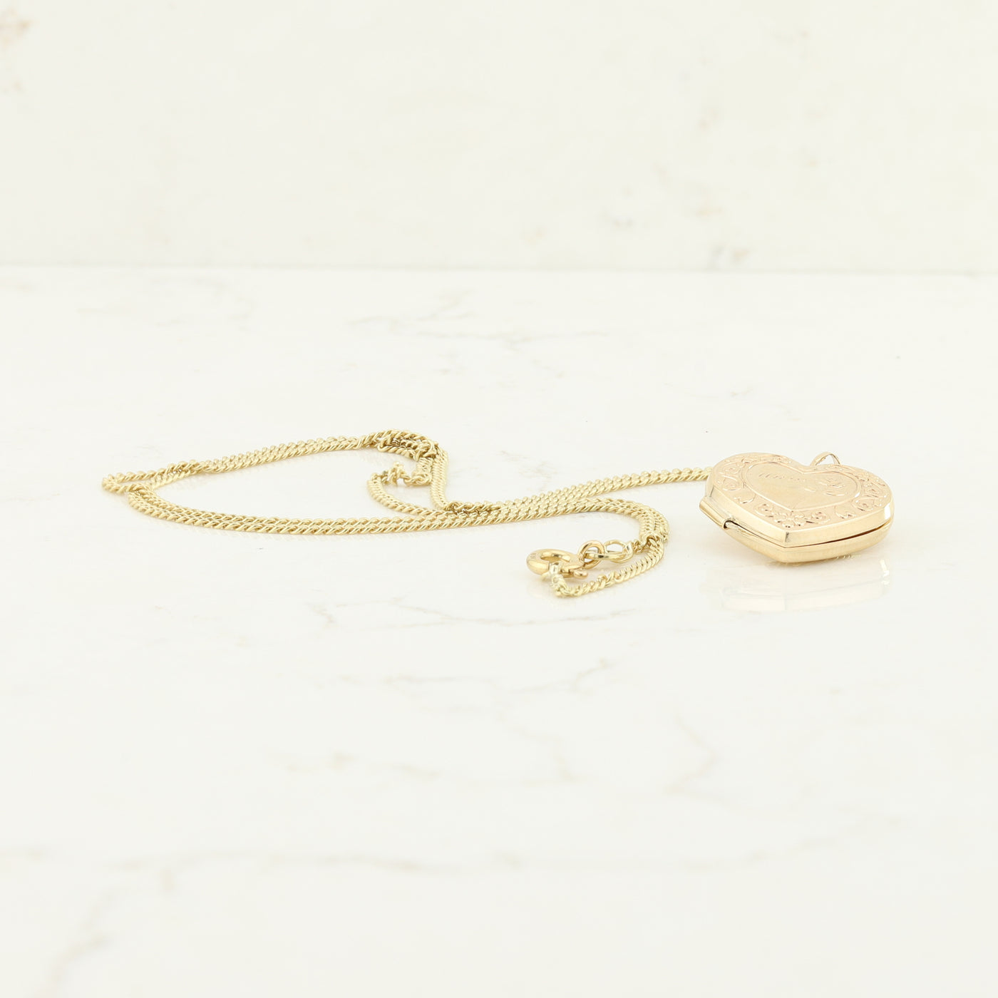 Yellow Gold Heart Locket and Chain