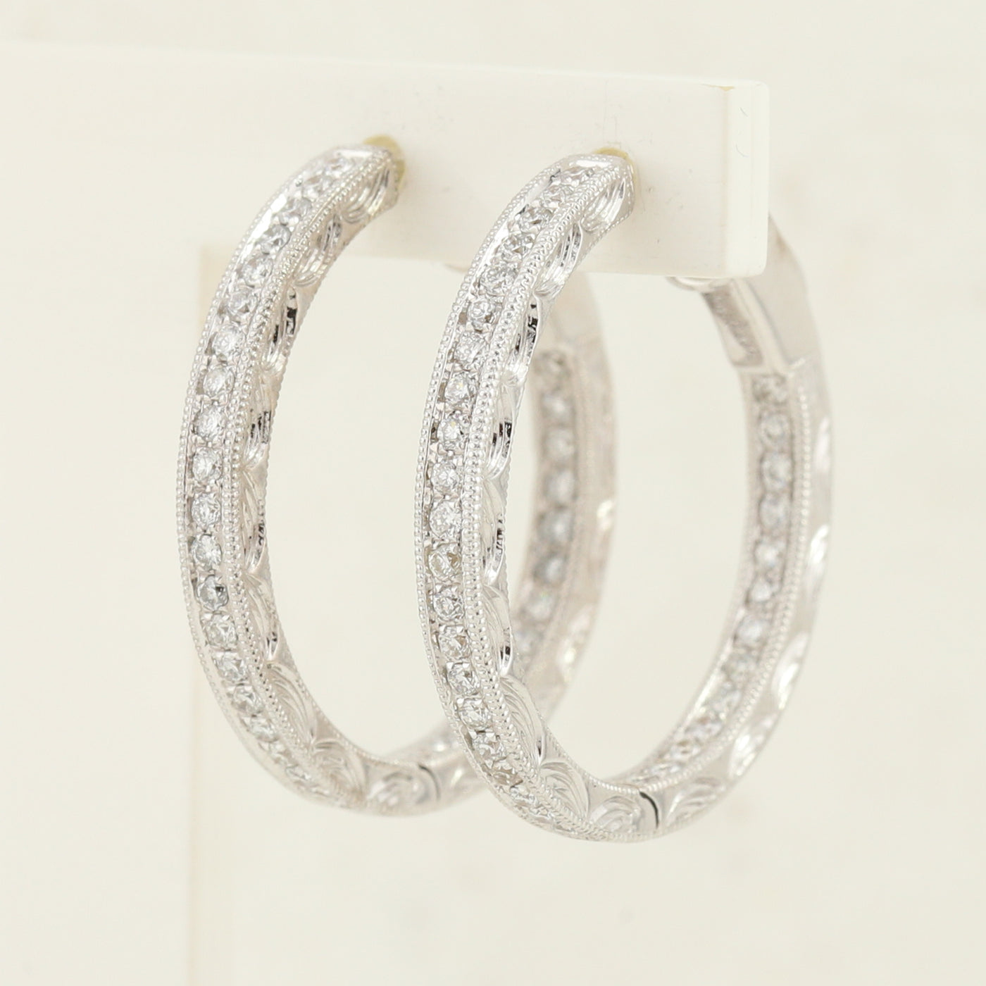 White Gold Diamond Hoop Earrings