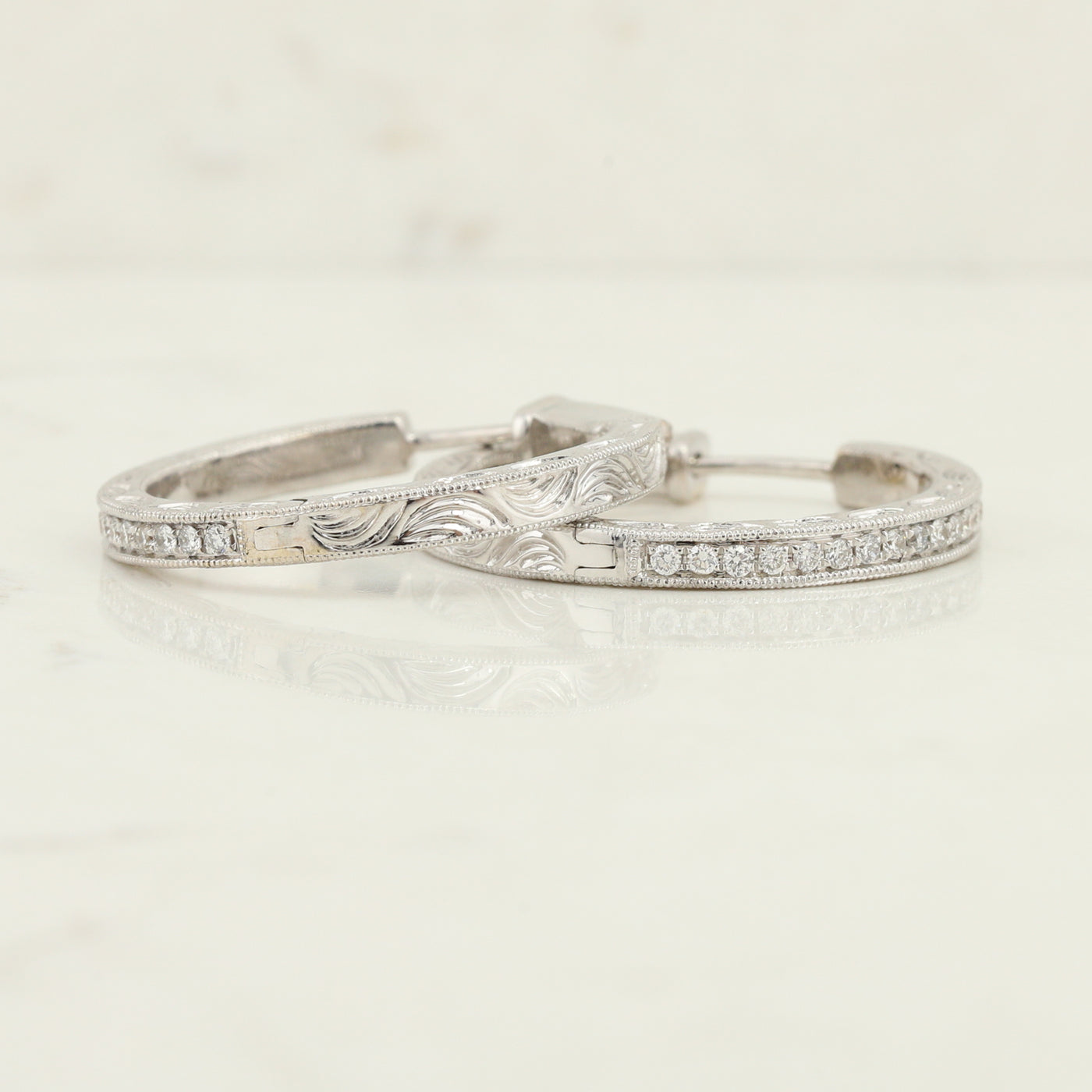 White Gold Diamond Hoop Earrings