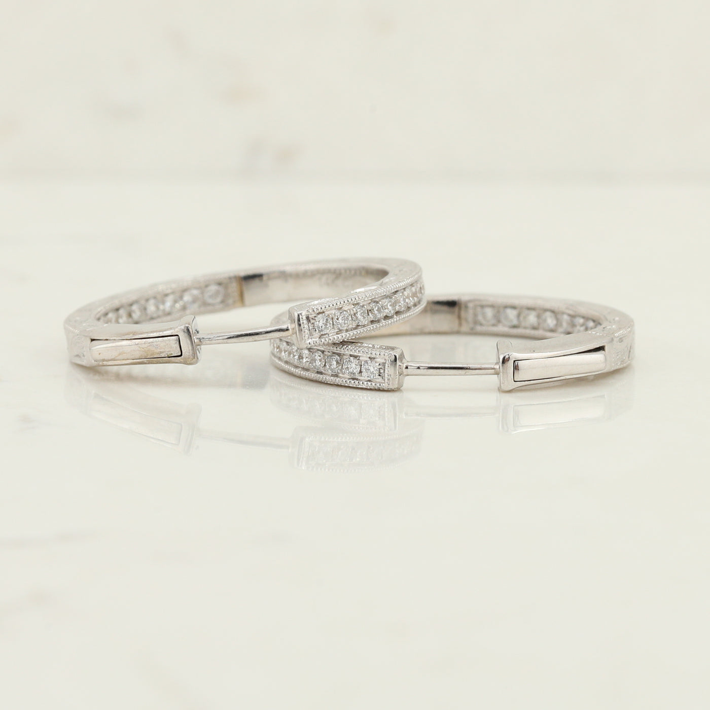 White Gold Diamond Hoop Earrings