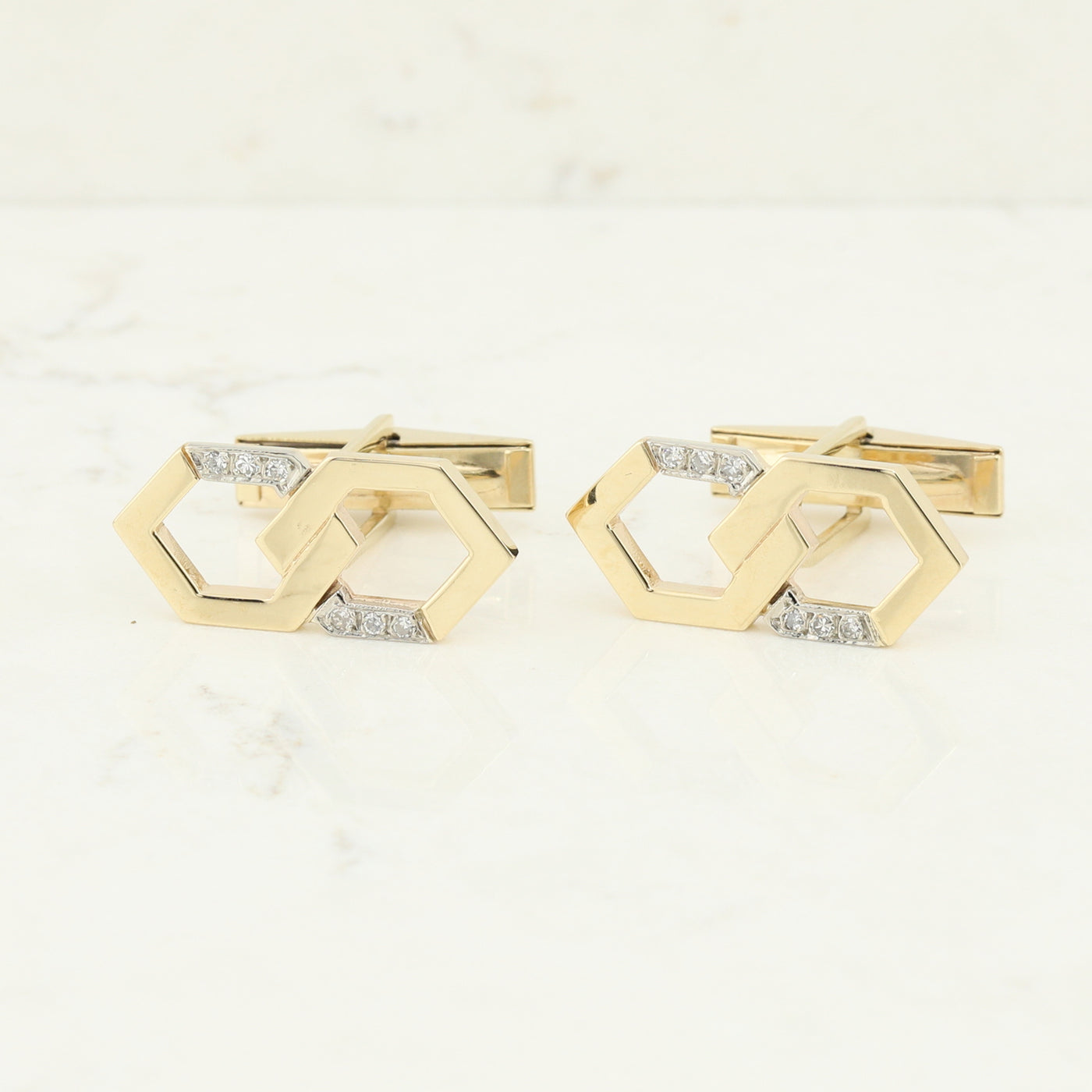 Two Toned Gold Diamond Cufflinks