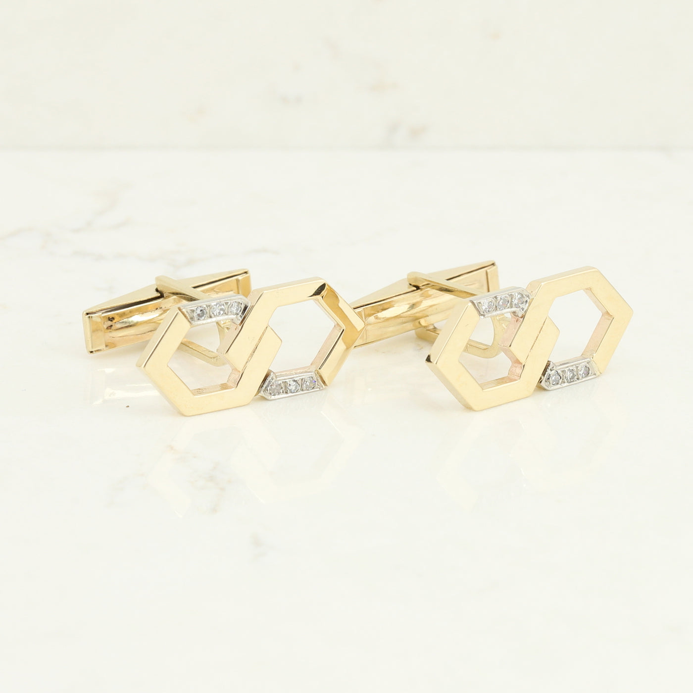 Two Toned Gold Diamond Cufflinks
