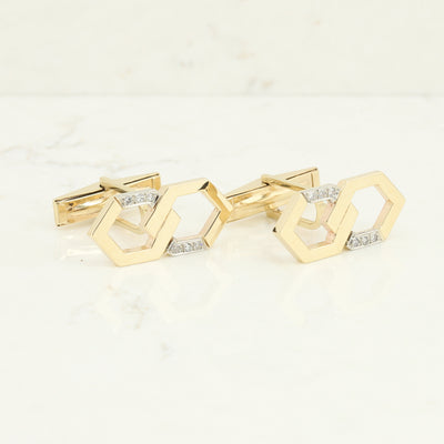 Two Toned Gold Diamond Cufflinks