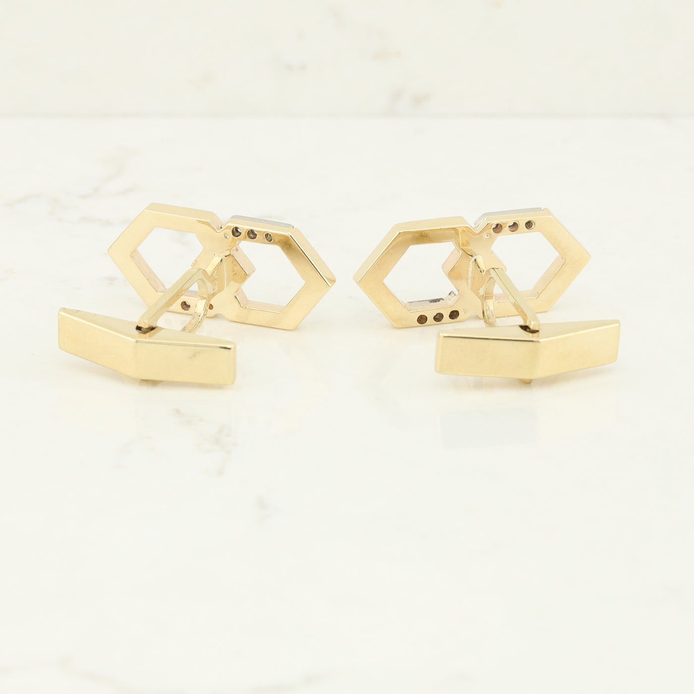 Two Toned Gold Diamond Cufflinks