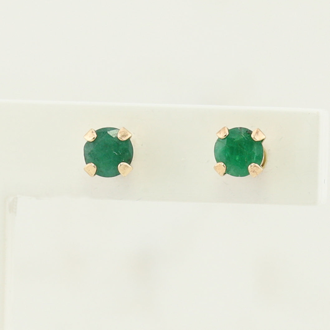 Yellow Gold Emerald Stud Earrings