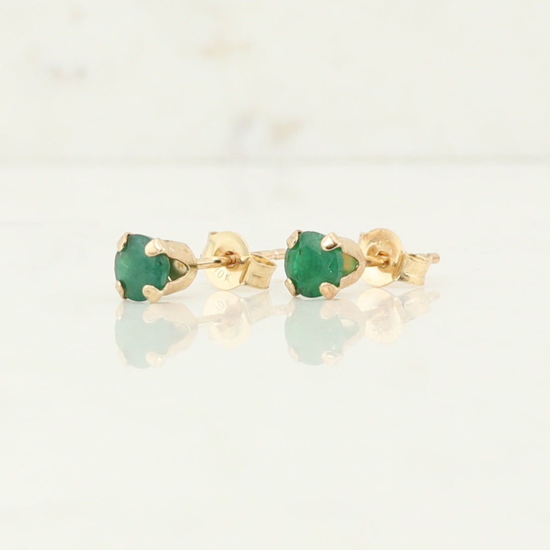 Yellow Gold Emerald Stud Earrings