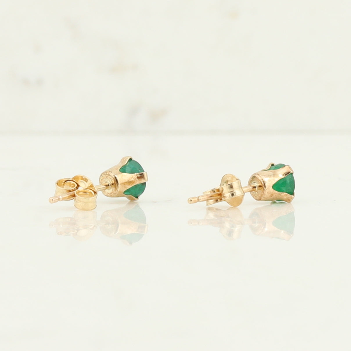 Yellow Gold Emerald Stud Earrings