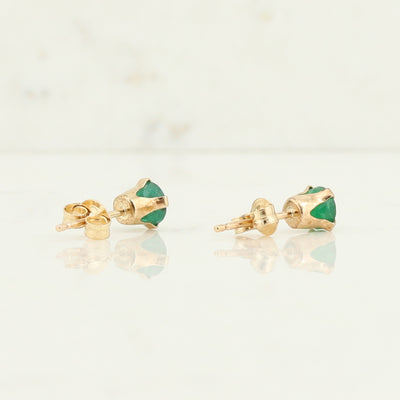 Yellow Gold Emerald Stud Earrings