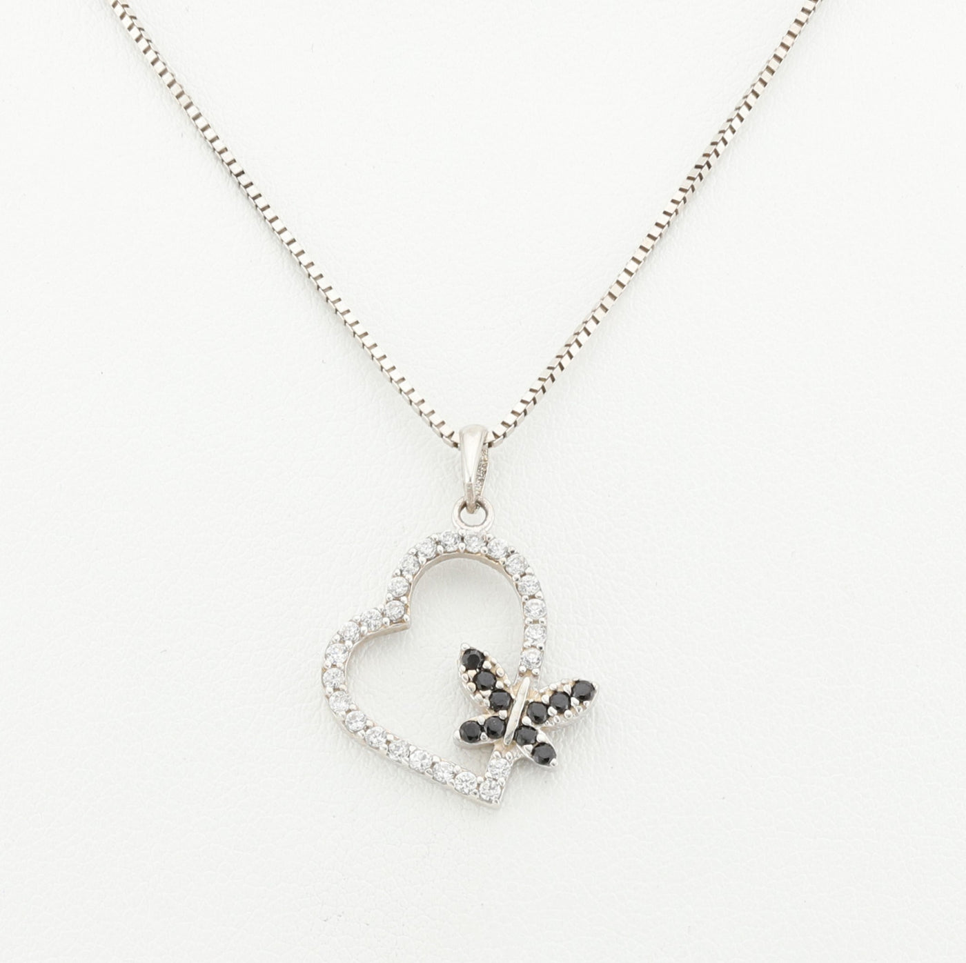 Black and White CZ Heart Pendant