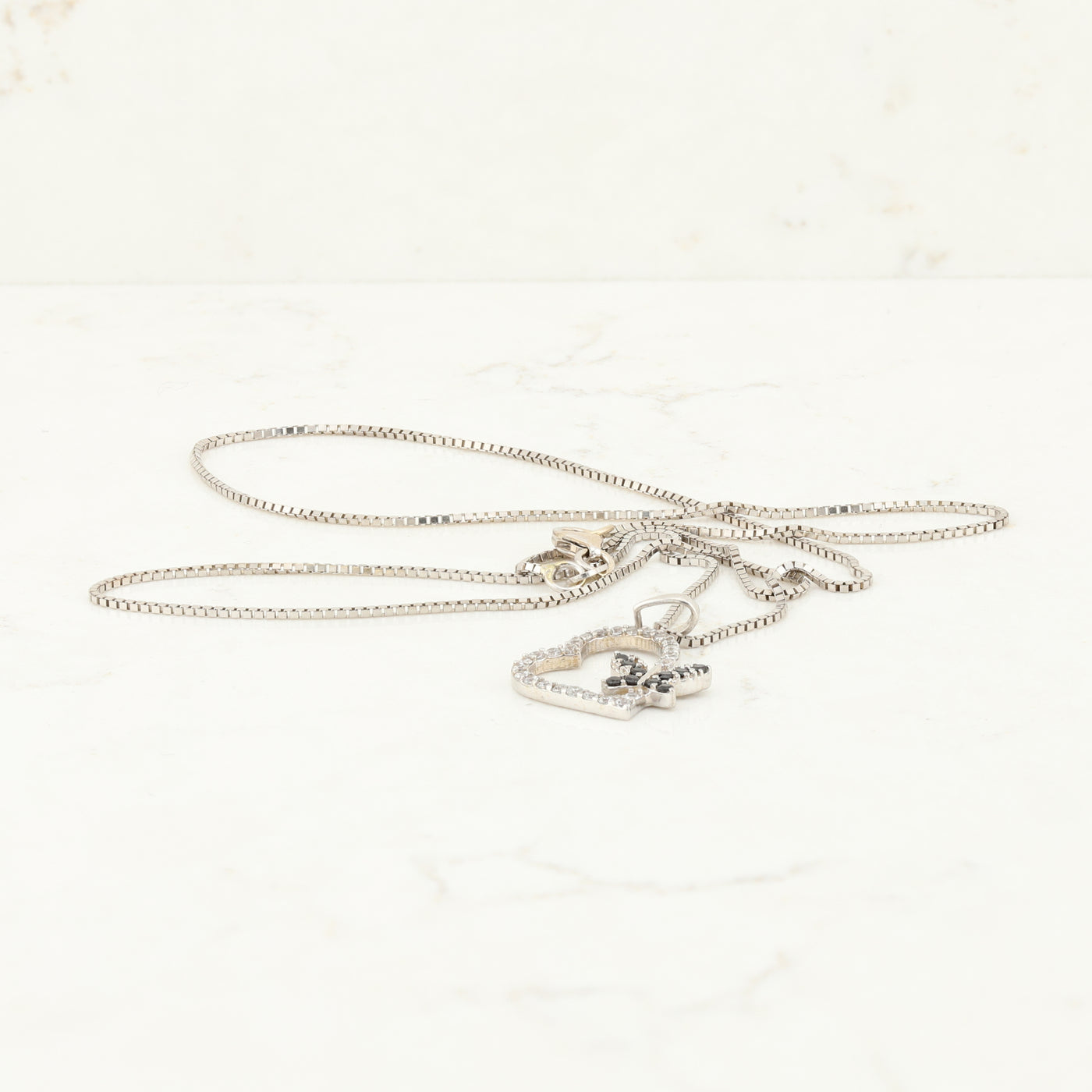 Black and White CZ Heart Pendant