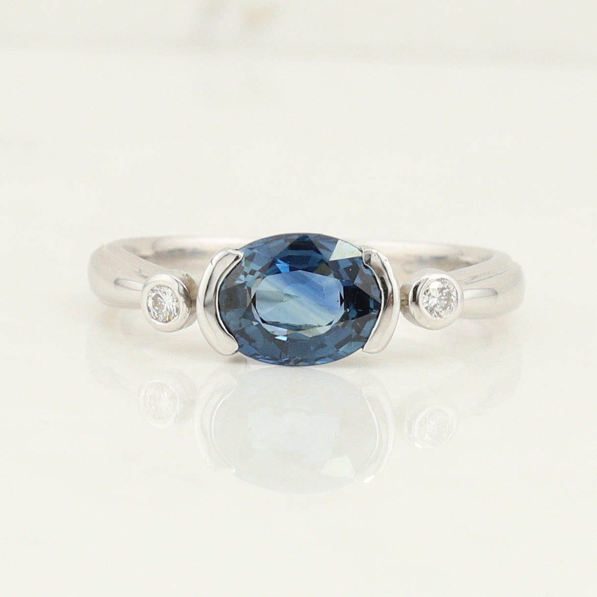 White Gold Diamond and Sapphire Ring