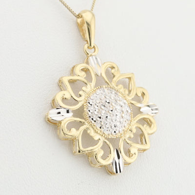 Yellow and White Gold Floral Pendant