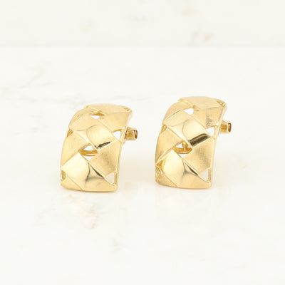 Yellow Gold Crescent Shaped Earrings