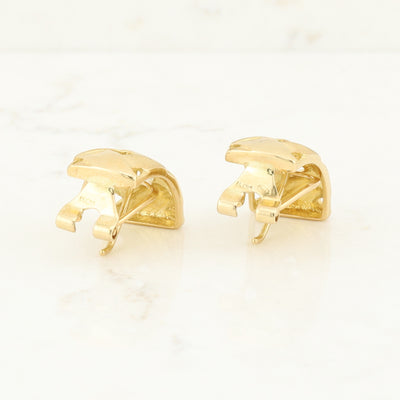 Yellow Gold Crescent Shaped Earrings