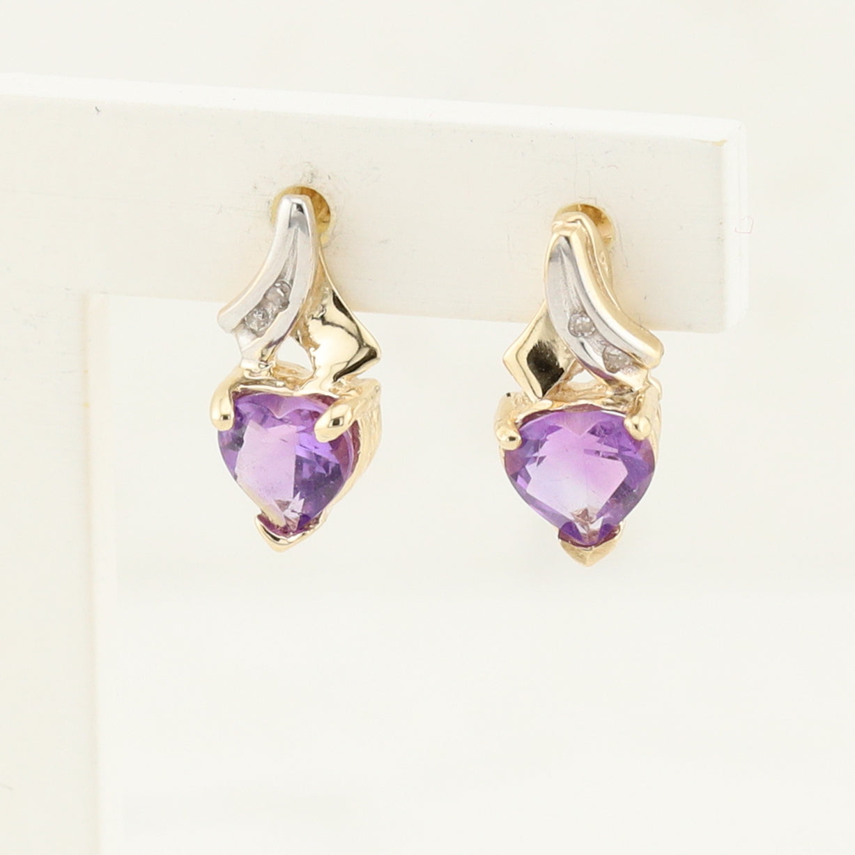 Two Toned Gold Amethyst Drop Earrings