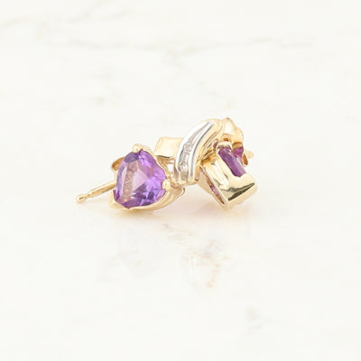 Two Toned Gold Amethyst Drop Earrings