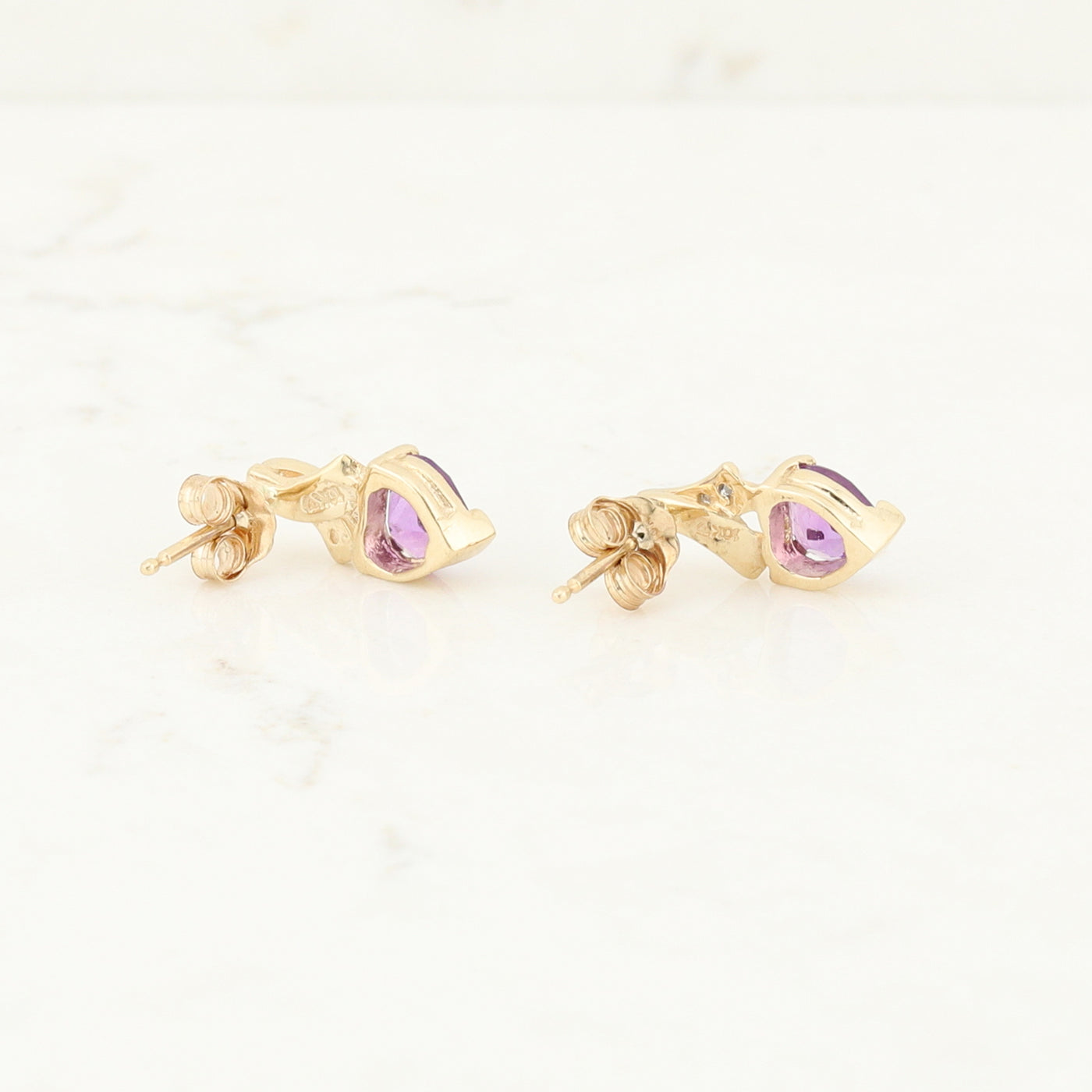 Two Toned Gold Amethyst Drop Earrings