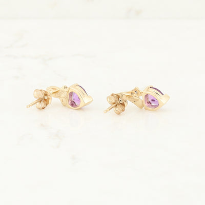 Two Toned Gold Amethyst Drop Earrings
