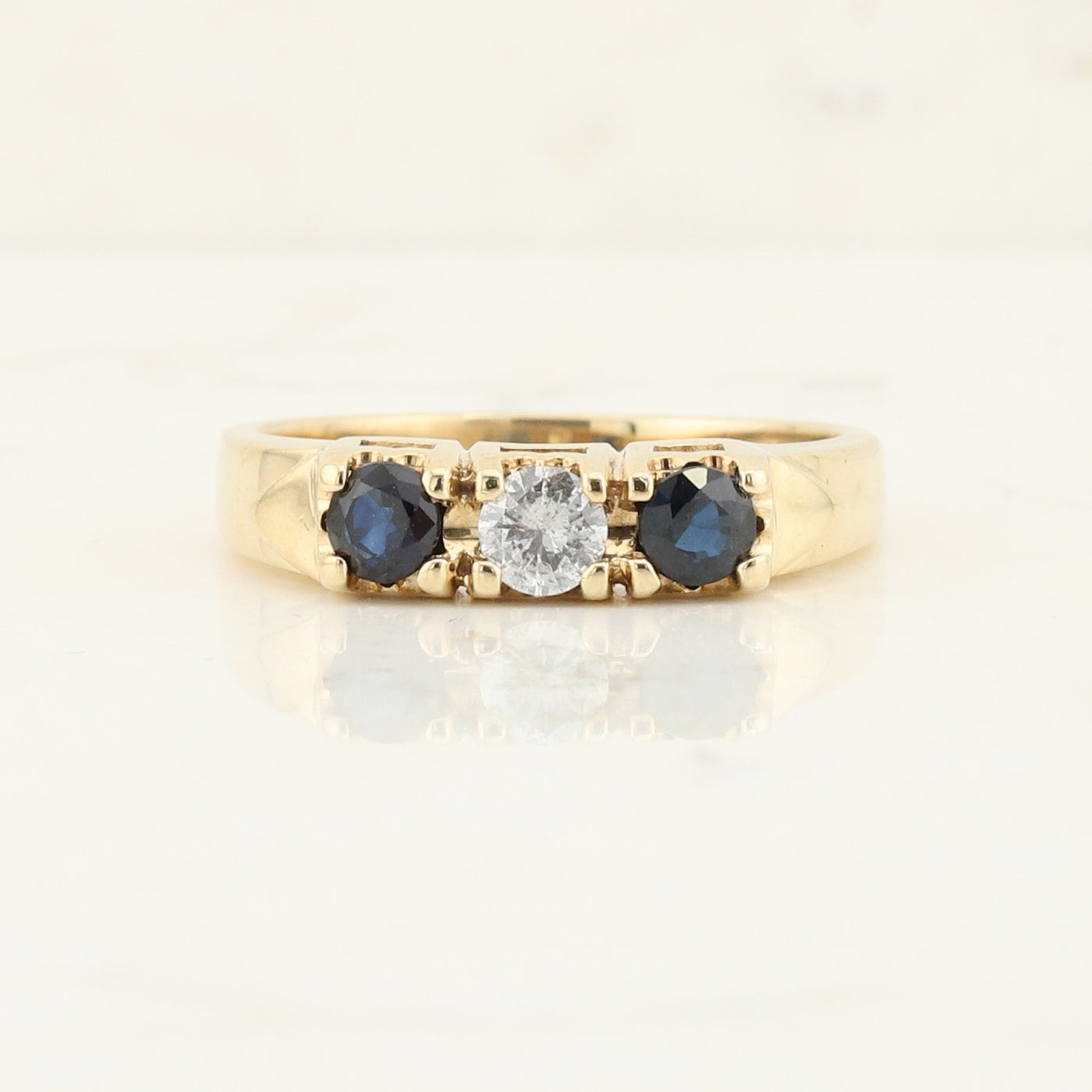Yellow Gold Sapphire and Diamond Ring