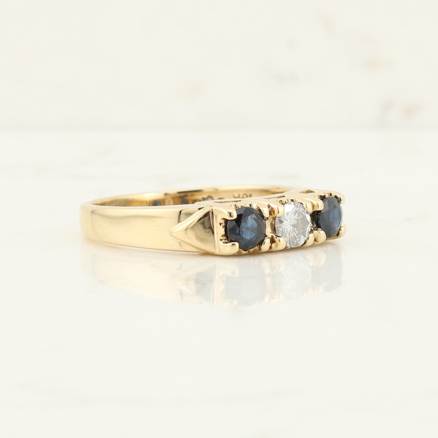 Yellow Gold Sapphire and Diamond Ring