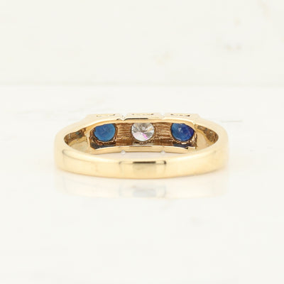 Yellow Gold Sapphire and Diamond Ring