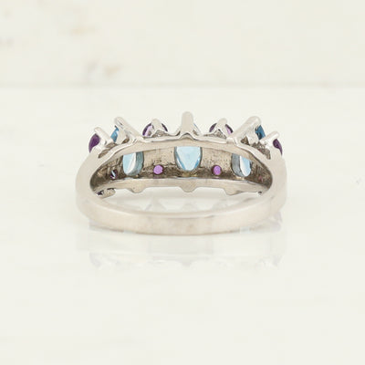 Blue Topaz and Amethyst Ring