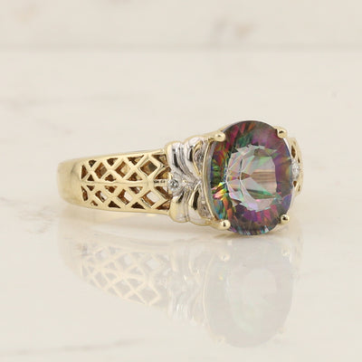 Yellow Gold Mystic Topaz Ring