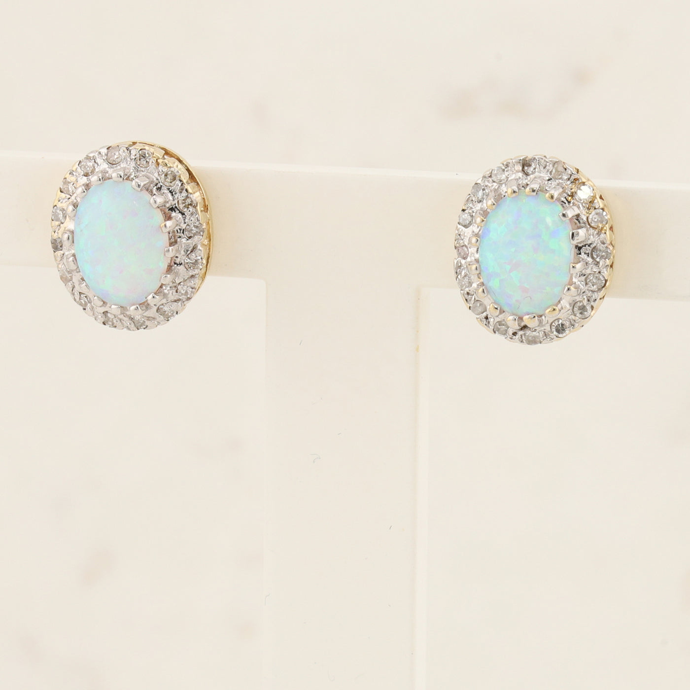 Opal Diamond Halo Earrings