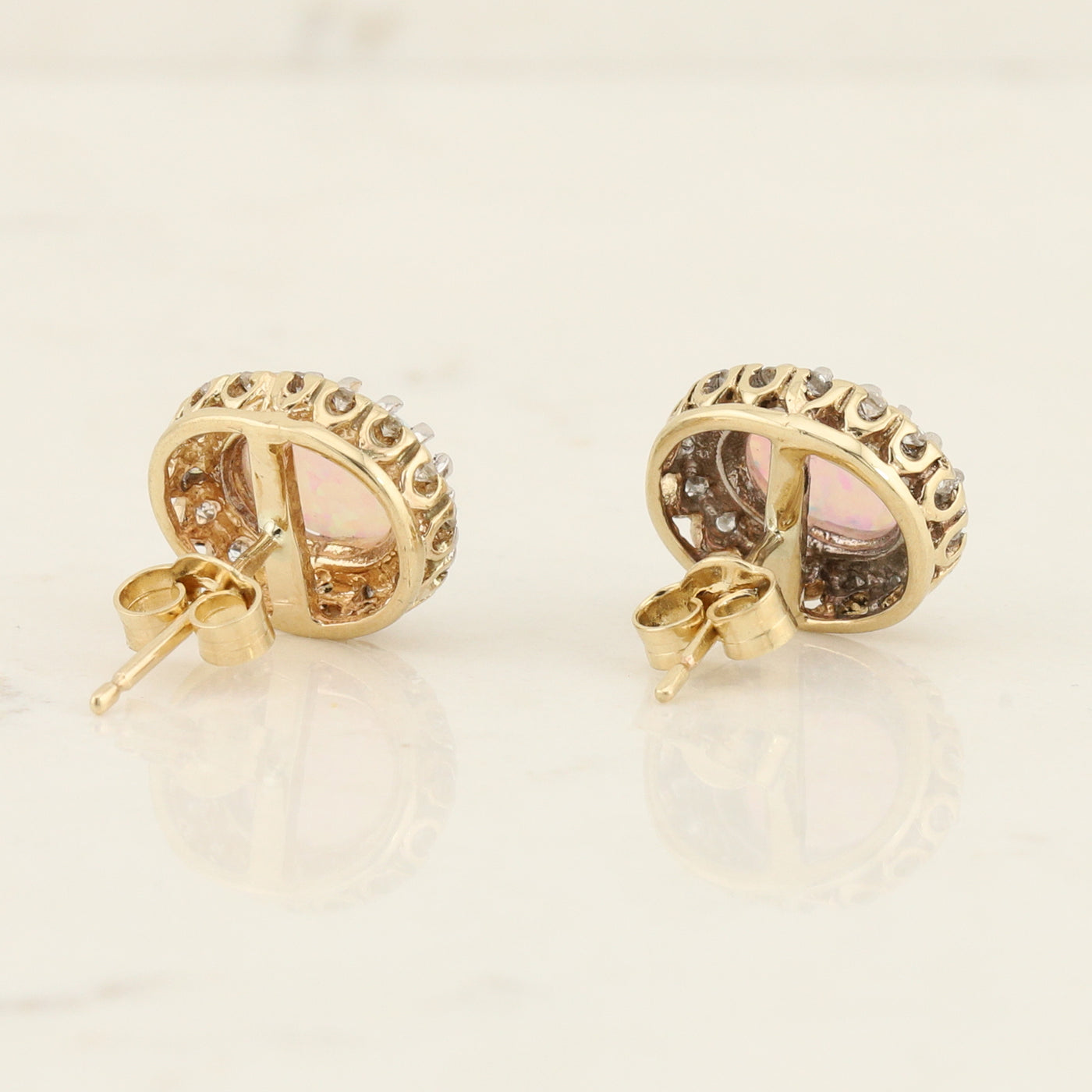 Opal Diamond Halo Earrings